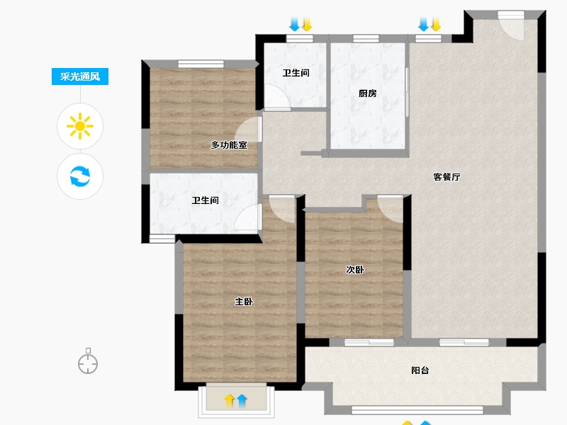 安徽省-阜阳市-新城云昱东方-113.00-户型库-采光通风