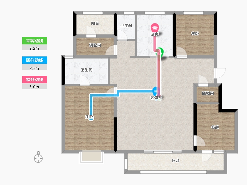 辽宁省-沈阳市-万科府前壹号-129.19-户型库-动静线