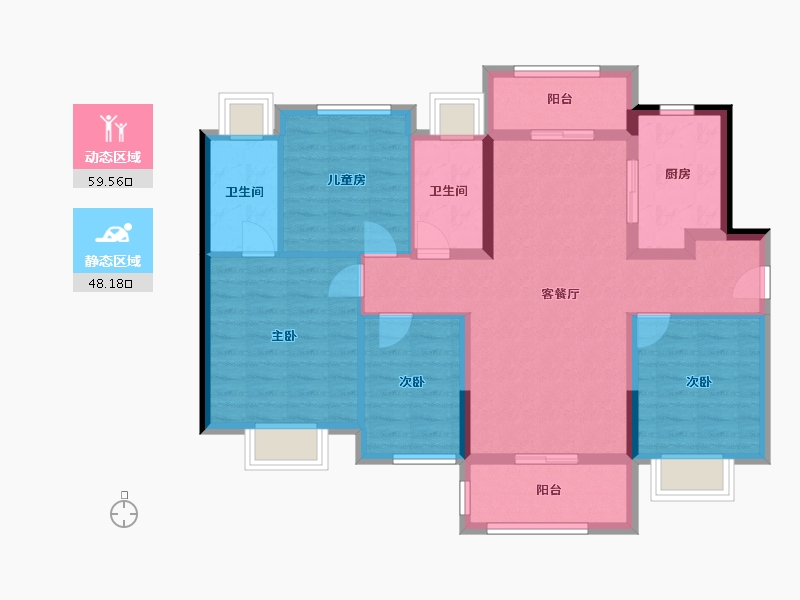 广东省-江门市-万科金域国际-96.00-户型库-动静分区