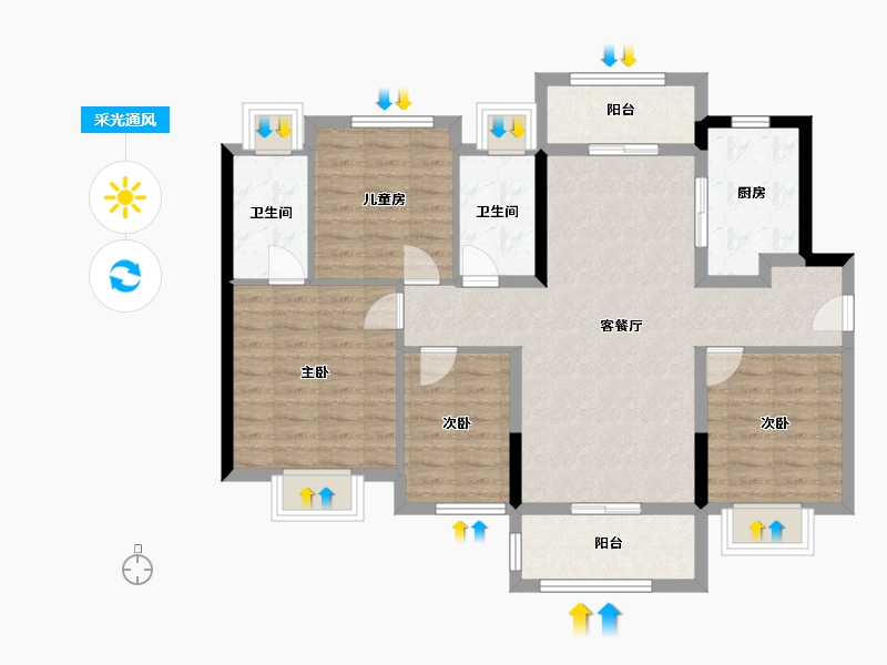 广东省-江门市-万科金域国际-96.00-户型库-采光通风