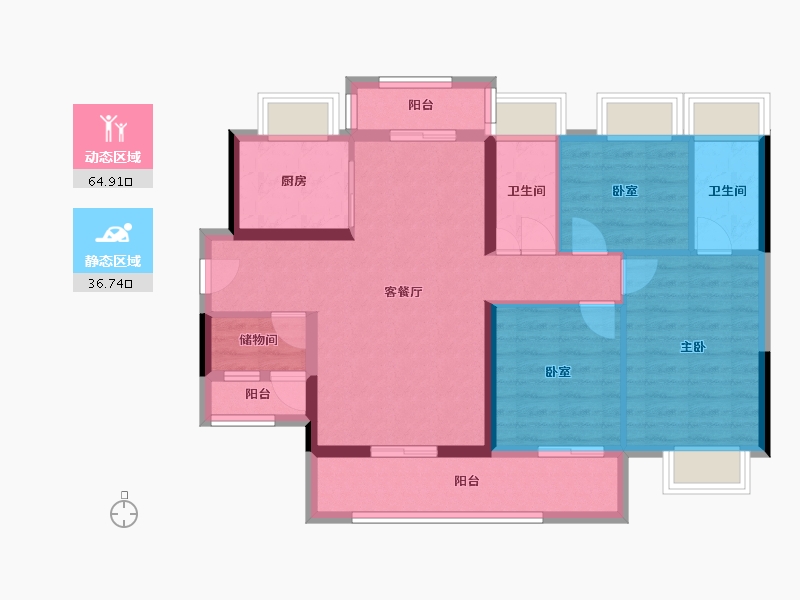 广东省-江门市-江门东湖碧桂园-90.50-户型库-动静分区