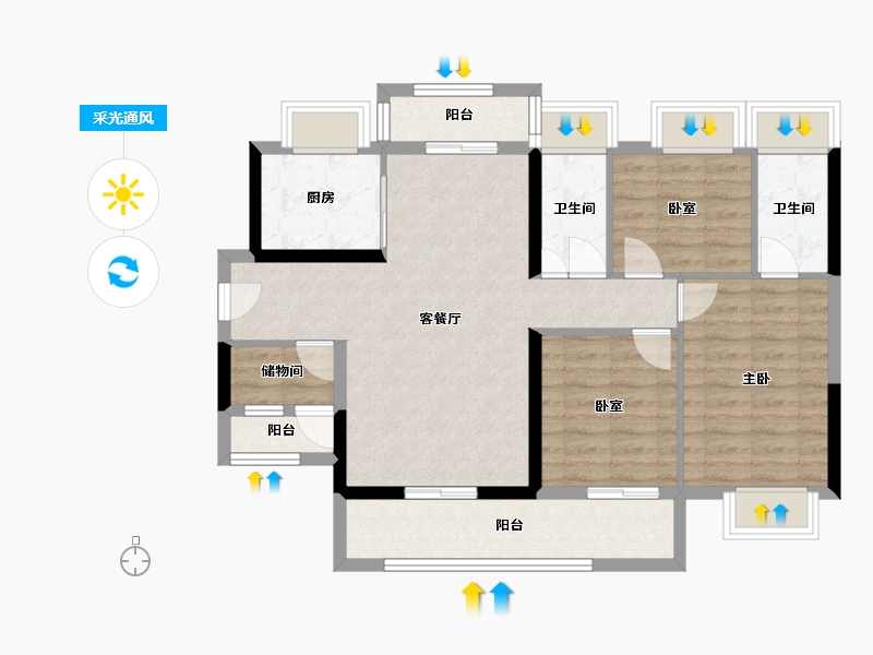 广东省-江门市-江门东湖碧桂园-90.50-户型库-采光通风