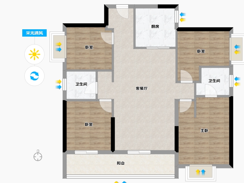 广东省-东莞市-招商保利·依城大观-96.00-户型库-采光通风