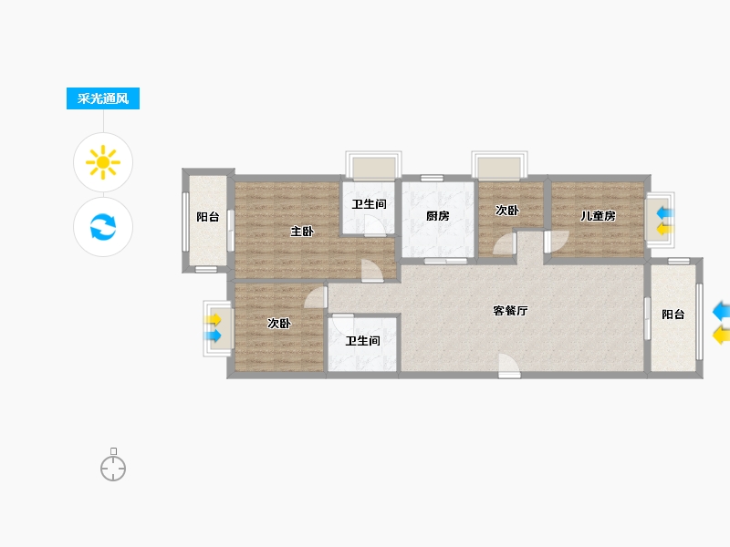 云南省-昆明市-金泰国际3期-111.60-户型库-采光通风