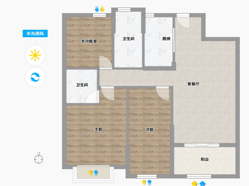 浙江省-宁波市-中海湖心半岛-94.00-户型库-采光通风