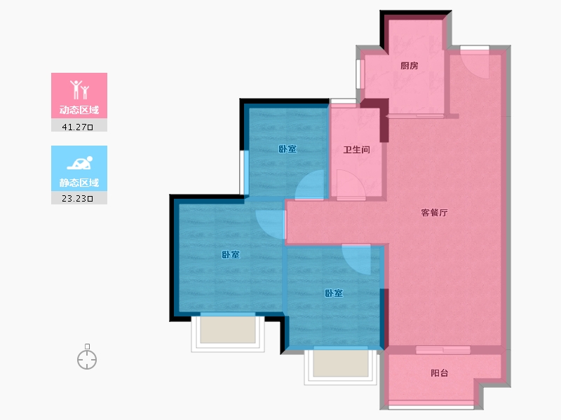 广东省-东莞市-招商保利·依城大观-57.21-户型库-动静分区