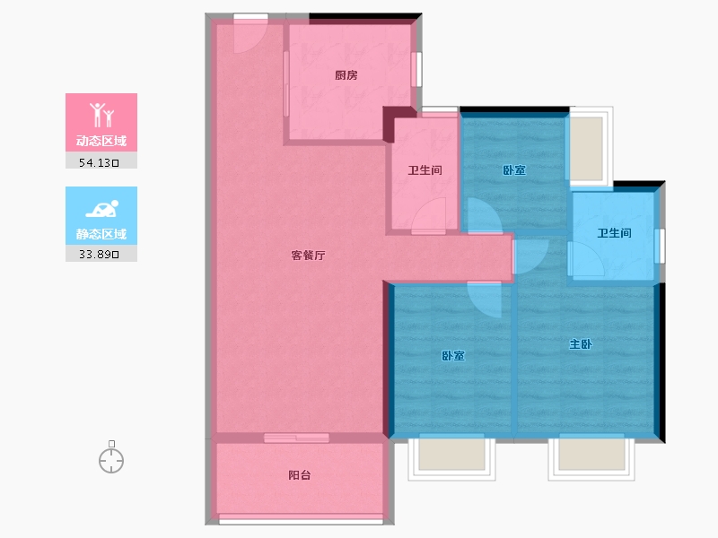 广东省-东莞市-碧桂园·瑜璟臺-79.20-户型库-动静分区