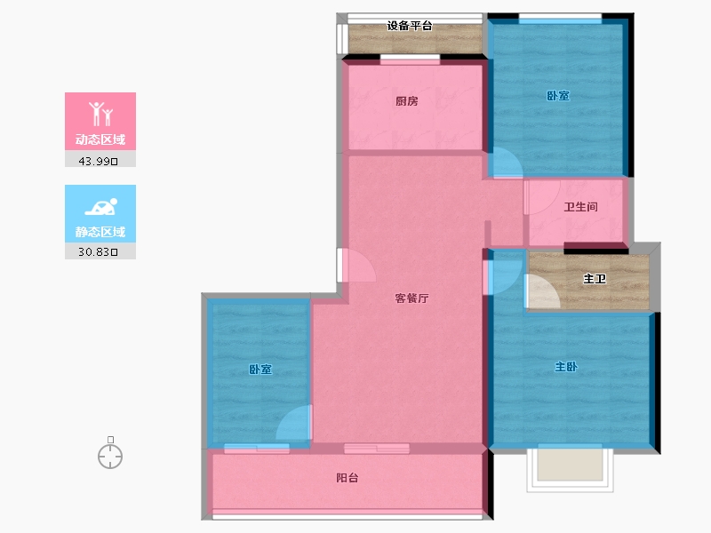 浙江省-宁波市-碧桂园-90.00-户型库-动静分区