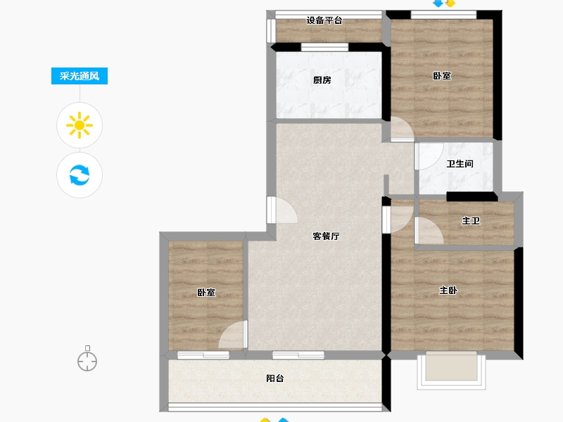 浙江省-宁波市-碧桂园-90.00-户型库-采光通风