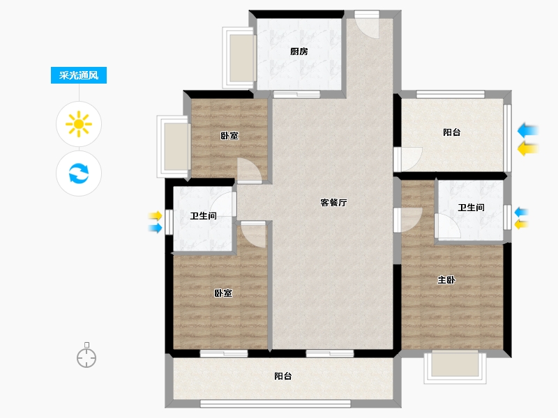 广东省-江门市-江门东湖碧桂园-99.18-户型库-采光通风