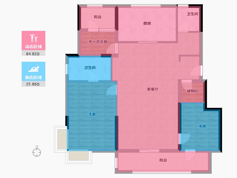 辽宁省-沈阳市-万科府前壹号-108.72-户型库-动静分区