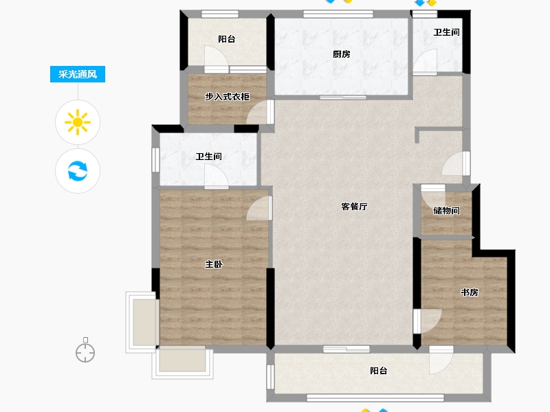 辽宁省-沈阳市-万科府前壹号-108.72-户型库-采光通风