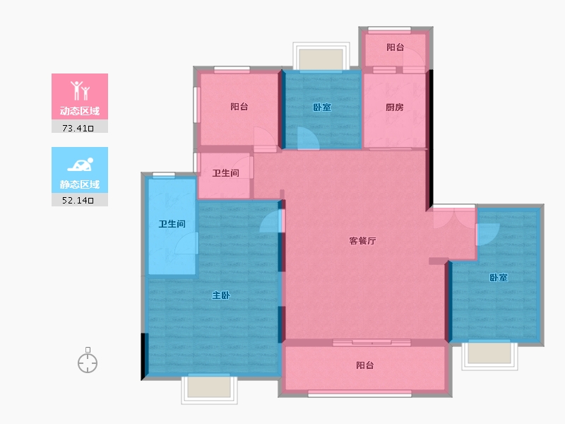 广东省-江门市-万科金域华府-113.60-户型库-动静分区