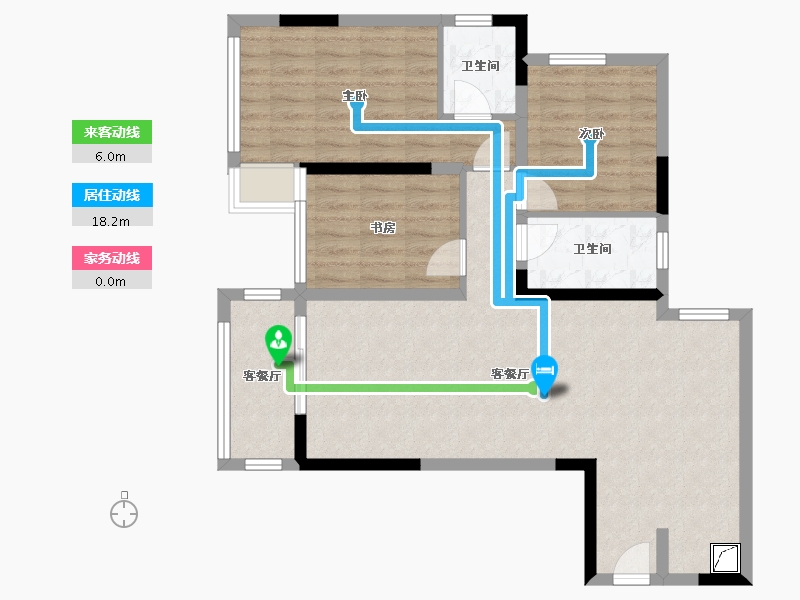 重庆-重庆市-鲁能北渝星城-80.60-户型库-动静线