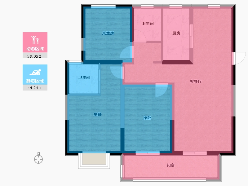 河南省-洛阳市-开元壹号芸台-91.98-户型库-动静分区