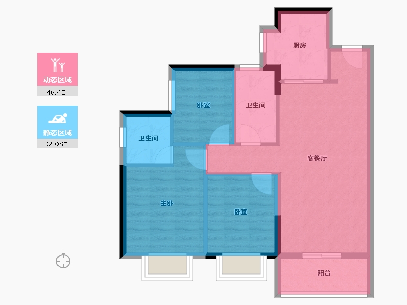 广东省-东莞市-招商保利·依城大观-70.21-户型库-动静分区