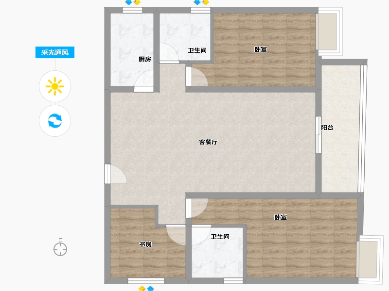 河南省-信阳市-凤凰春晓苑-93.00-户型库-采光通风