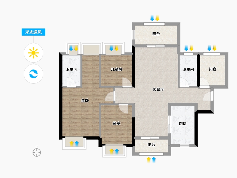 广东省-江门市-万科金域华府-92.94-户型库-采光通风