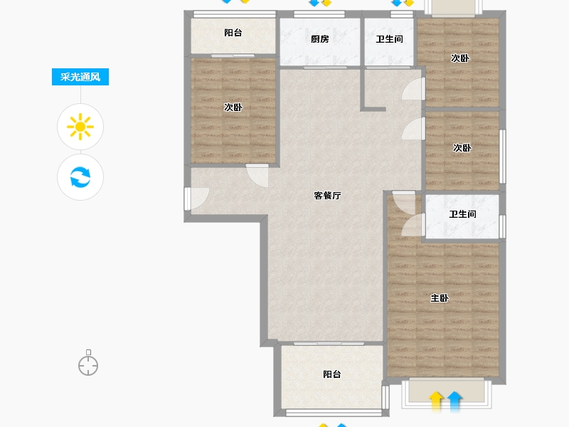 湖南省-长沙市-碧桂园-138.00-户型库-采光通风