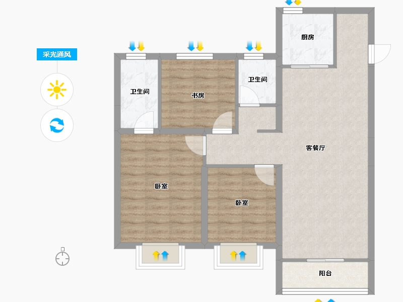 山西省-大同市-学府华庭-101.00-户型库-采光通风