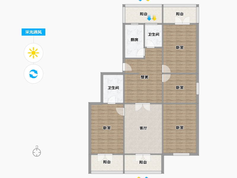 天津-天津市-光复公寓-135.00-户型库-采光通风