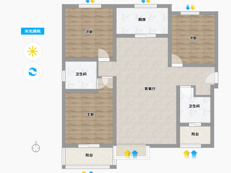 陕西省-宝鸡市-轩苑尚品-133.00-户型库-采光通风