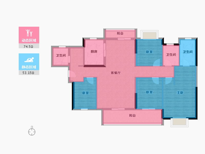 广东省-东莞市-招商保利·依城大观-114.40-户型库-动静分区