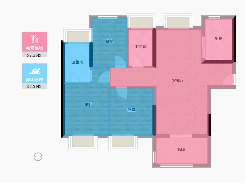 广东省-江门市-万科金域国际-79.39-户型库-动静分区