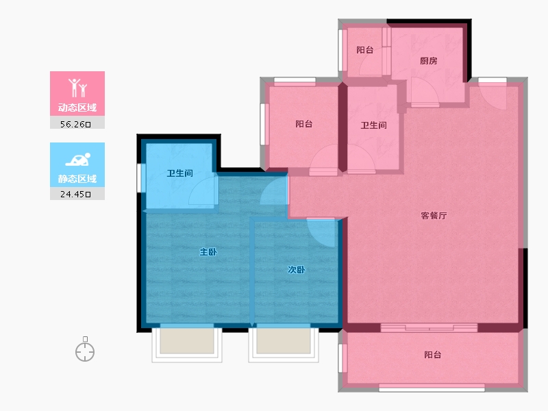 广东省-江门市-万科金域华府-71.69-户型库-动静分区