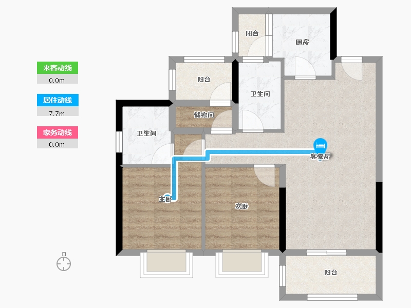 广东省-江门市-万科金域华府-71.60-户型库-动静线