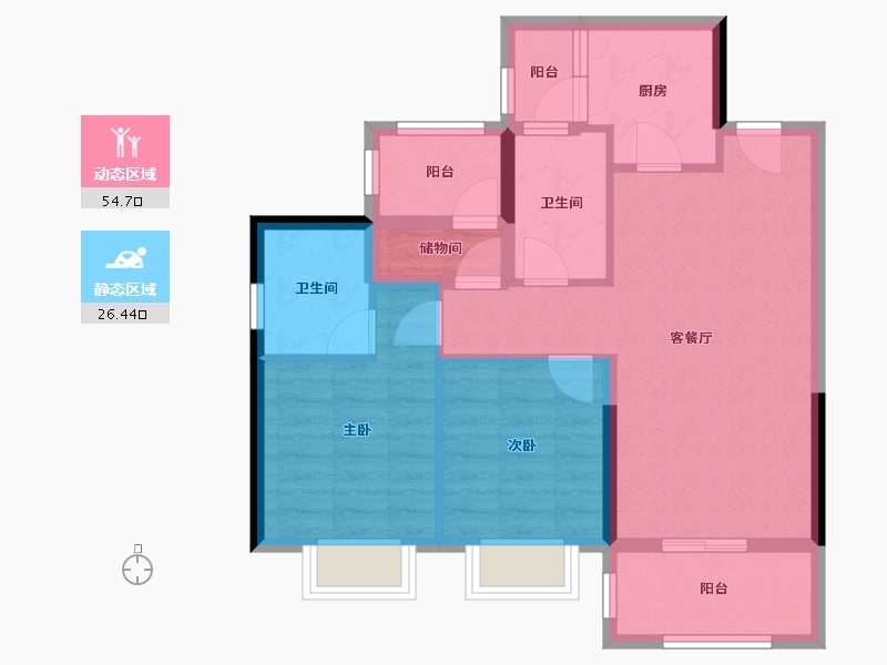 广东省-江门市-万科金域华府-71.60-户型库-动静分区