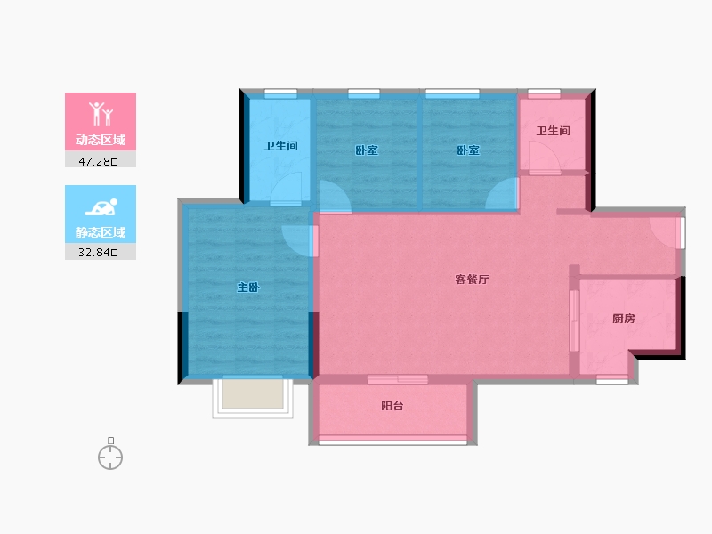 广东省-东莞市-招商保利·依城大观-71.92-户型库-动静分区