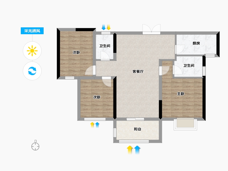 广东省-江门市-远洋·天成-85.03-户型库-采光通风