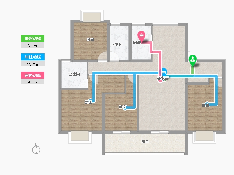 江苏省-泰州市-金通·桃李江南-113.61-户型库-动静线