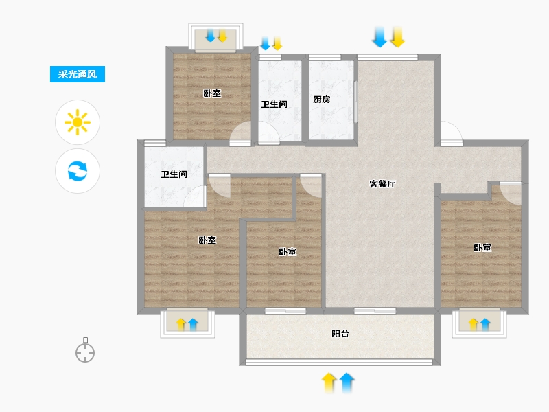 江苏省-泰州市-金通·桃李江南-113.61-户型库-采光通风