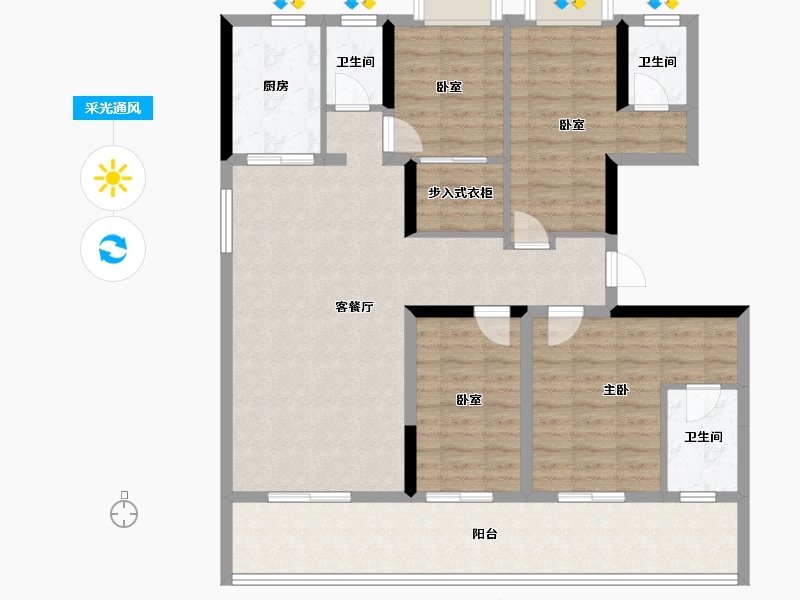 云南省-临沧市-海棠佳园四期·天汇-114.41-户型库-采光通风