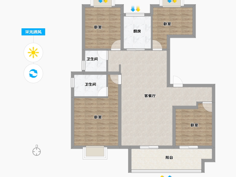 江苏省-泰州市-金通·桃李江南-104.01-户型库-采光通风