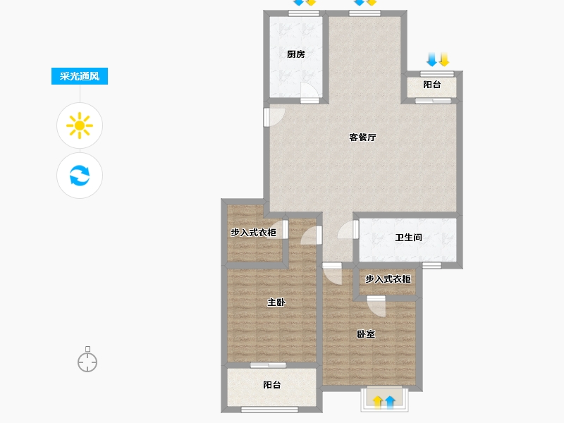 江苏省-连云港市-晶城壹号院-83.00-户型库-采光通风