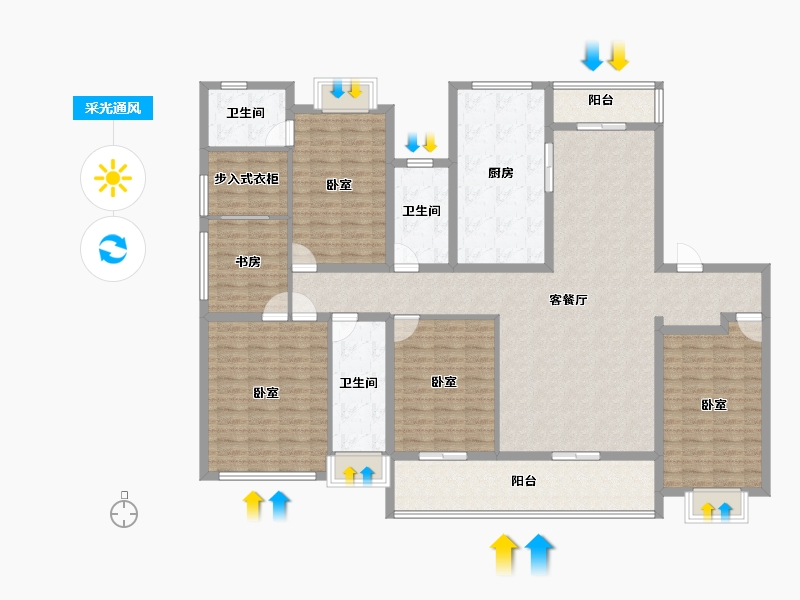 江苏省-泰州市-金通·桃李江南-174.88-户型库-采光通风