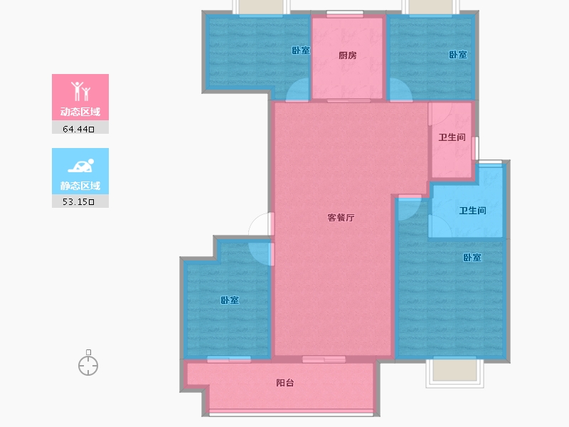 江苏省-泰州市-金通·桃李江南-105.87-户型库-动静分区