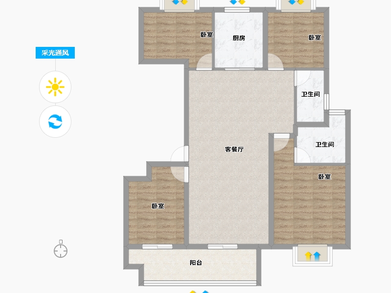 江苏省-泰州市-金通·桃李江南-105.87-户型库-采光通风