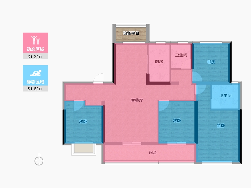 山东省-泰安市-泰山壹号院-103.53-户型库-动静分区