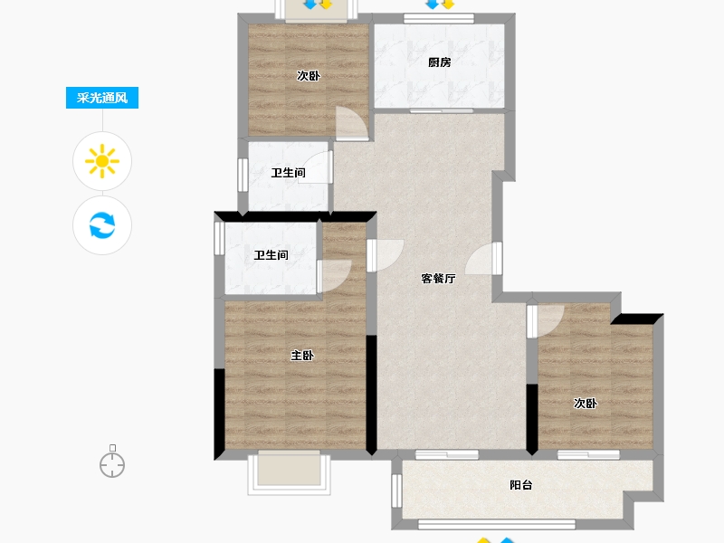 浙江省-绍兴市-江樾府-81.60-户型库-采光通风