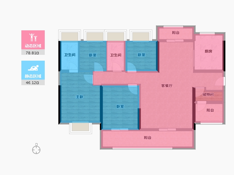 广东省-江门市-江门东湖碧桂园-110.48-户型库-动静分区