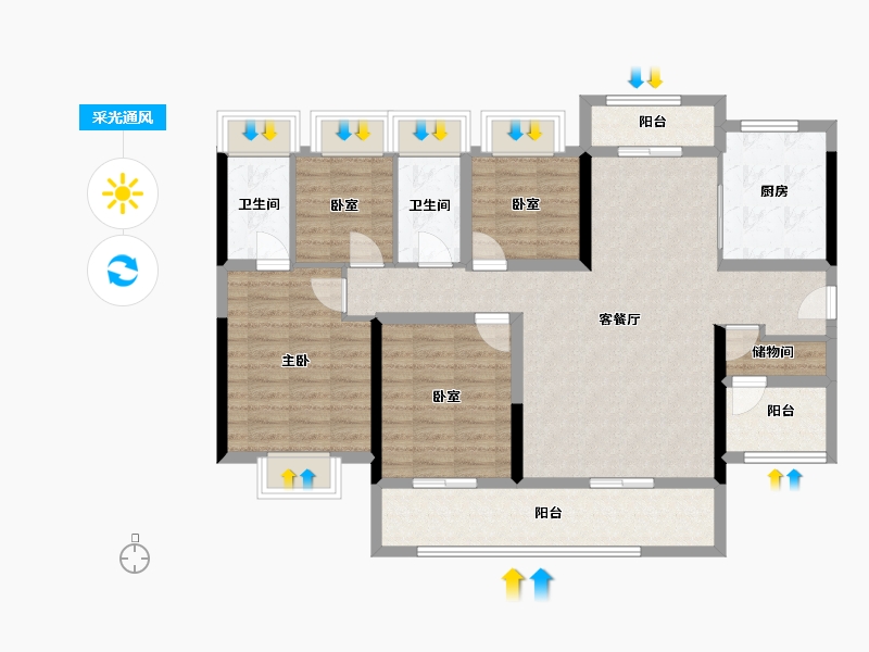 广东省-江门市-江门东湖碧桂园-110.48-户型库-采光通风