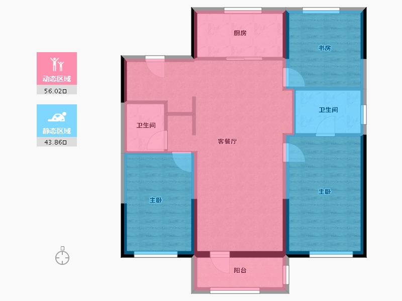 辽宁省-沈阳市-万科府前壹号-89.82-户型库-动静分区