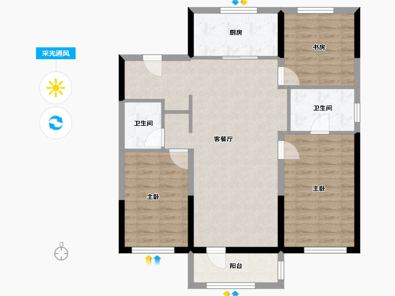 辽宁省-沈阳市-万科府前壹号-89.82-户型库-采光通风