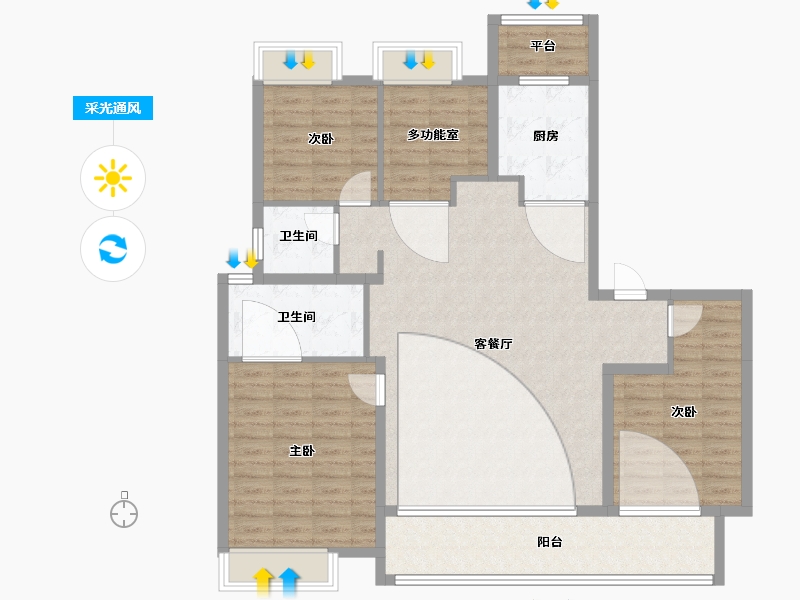 江苏省-南通市-万科方圆-124.29-户型库-采光通风