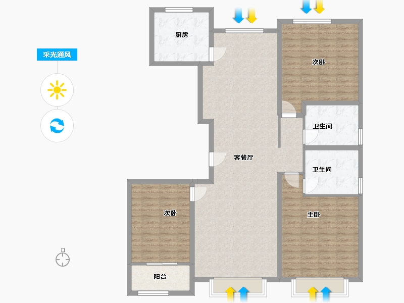 山东省-菏泽市-印象郓州-136.00-户型库-采光通风