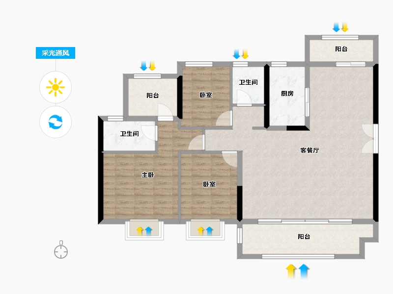 广东省-江门市-远洋·天成-111.20-户型库-采光通风